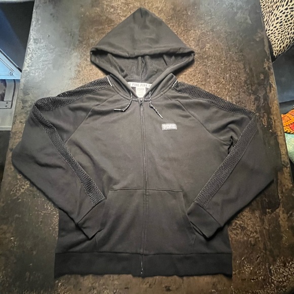PINK Victoria Secret Black Jacket/Hoodie with Silver Sequin, L - Picture 4 of 8
